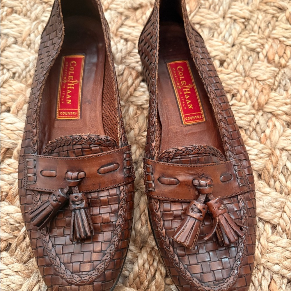 Cole Haan Women’s Brown Weave Leather Loafers